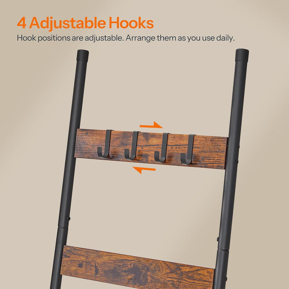 HOOBRO Blanket Ladder with Basket, 17.3" L x 74" H, Towel Rack with...