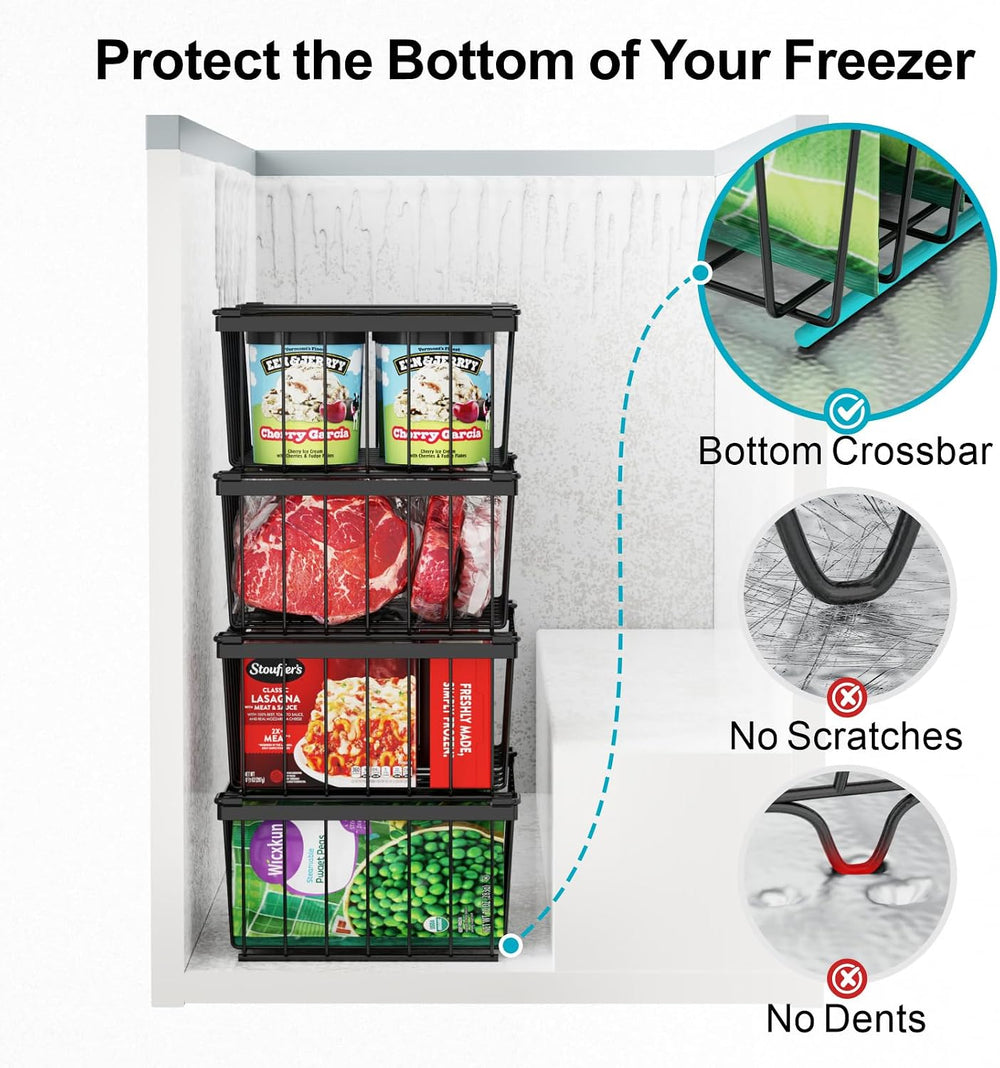 Deep Freezer Organizer Bins - Storage Baskets for 5 Cu.Ft, 8 Pack