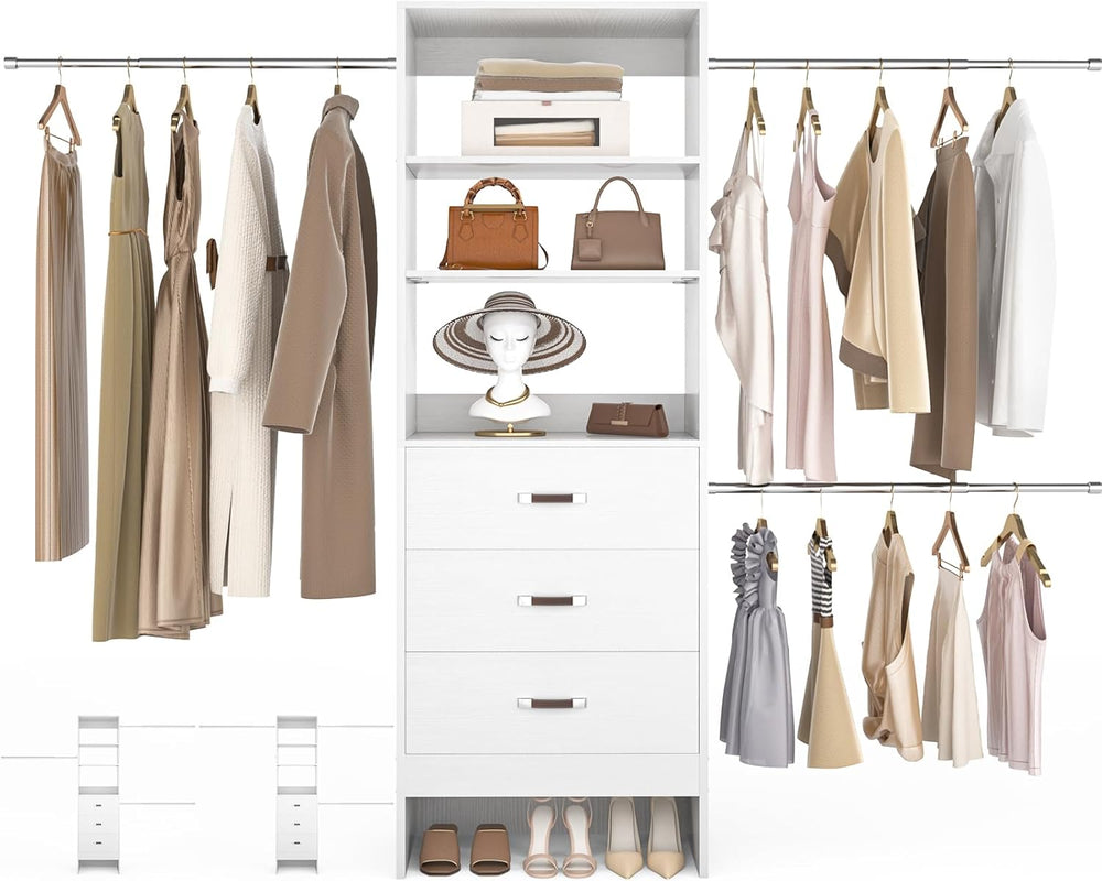 Besiost 96'' Closet Organizer System with 3 Hanging Rods, 8FT Closet ...