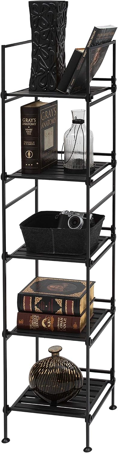 Organize It All 5 Tier Square Freestanding Shelf Unit for Bedroom, Bathroom, ...
