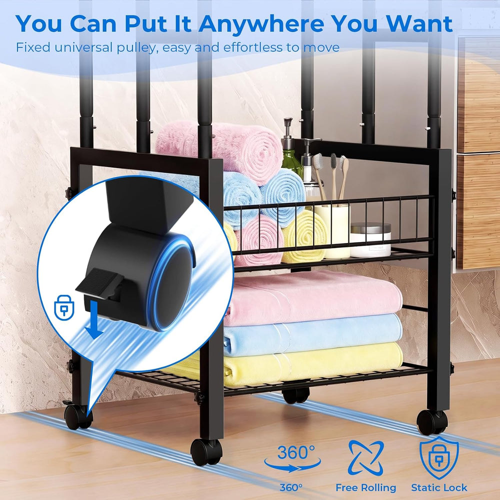 Kayfia 42.7'' Standing 3 Tier Alloy Steel Towel Rack with Basket &...