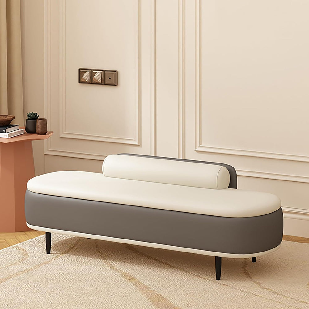 SAZDFY Pu Leather Bedroom Ottoman Bench, Bedroom End of Bed Bench with Pillow...