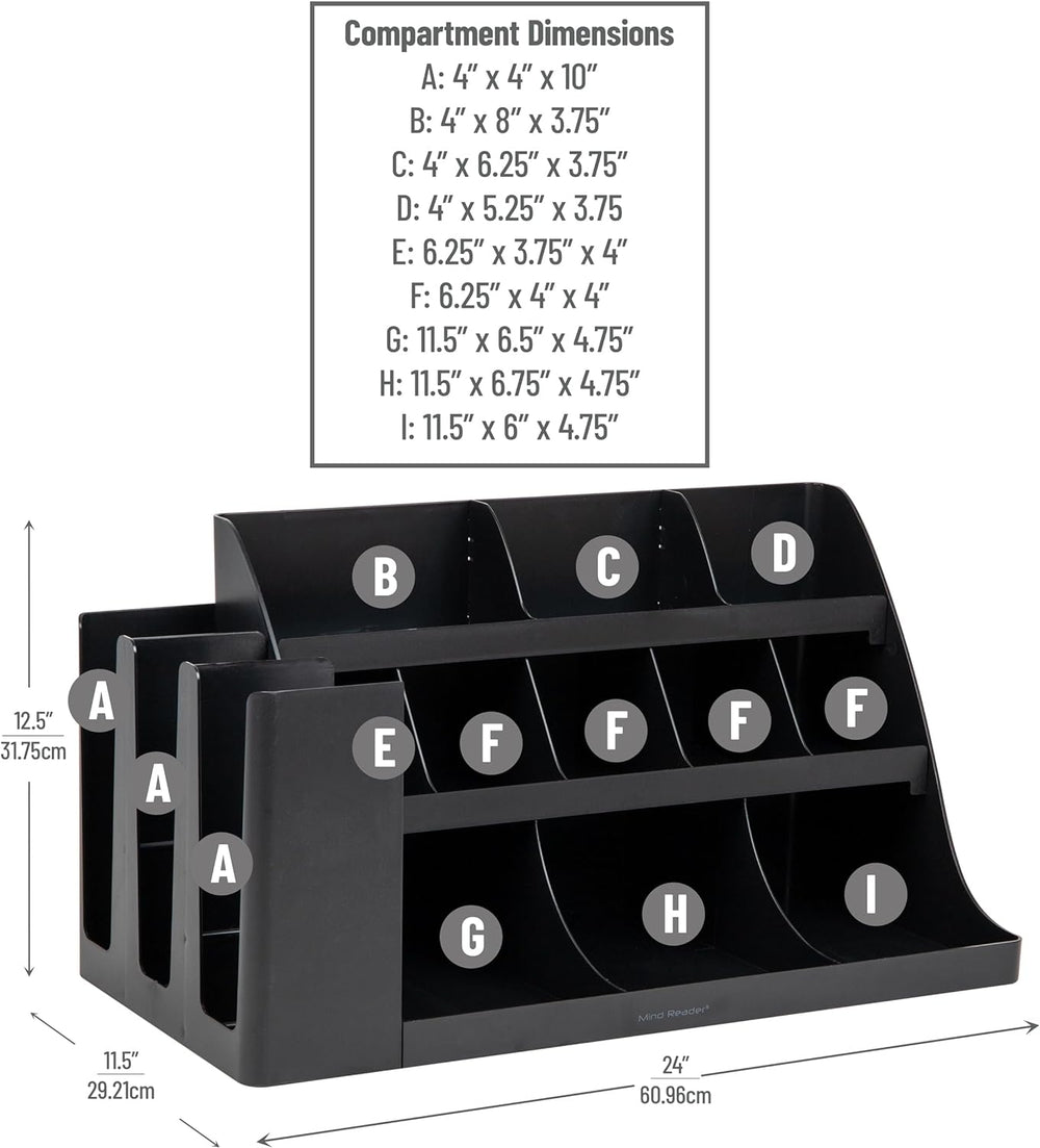 Mind Reader Large Cup and Condiment Station, 14-Compartment Countertop Coffee...