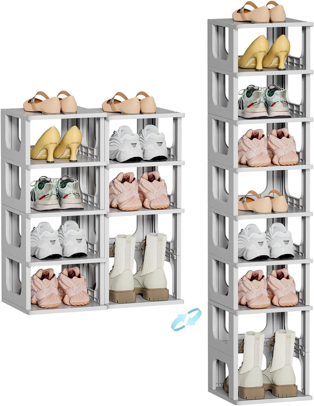 HAIXIN 10 Tier Narrow Shoe Rack, Compact Closet Shoe Shelves