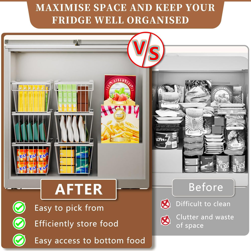 Enhanced Leak-Proof Bottom - Freezer Organizer Bins ,8 Pack Stackable Deep Fr...