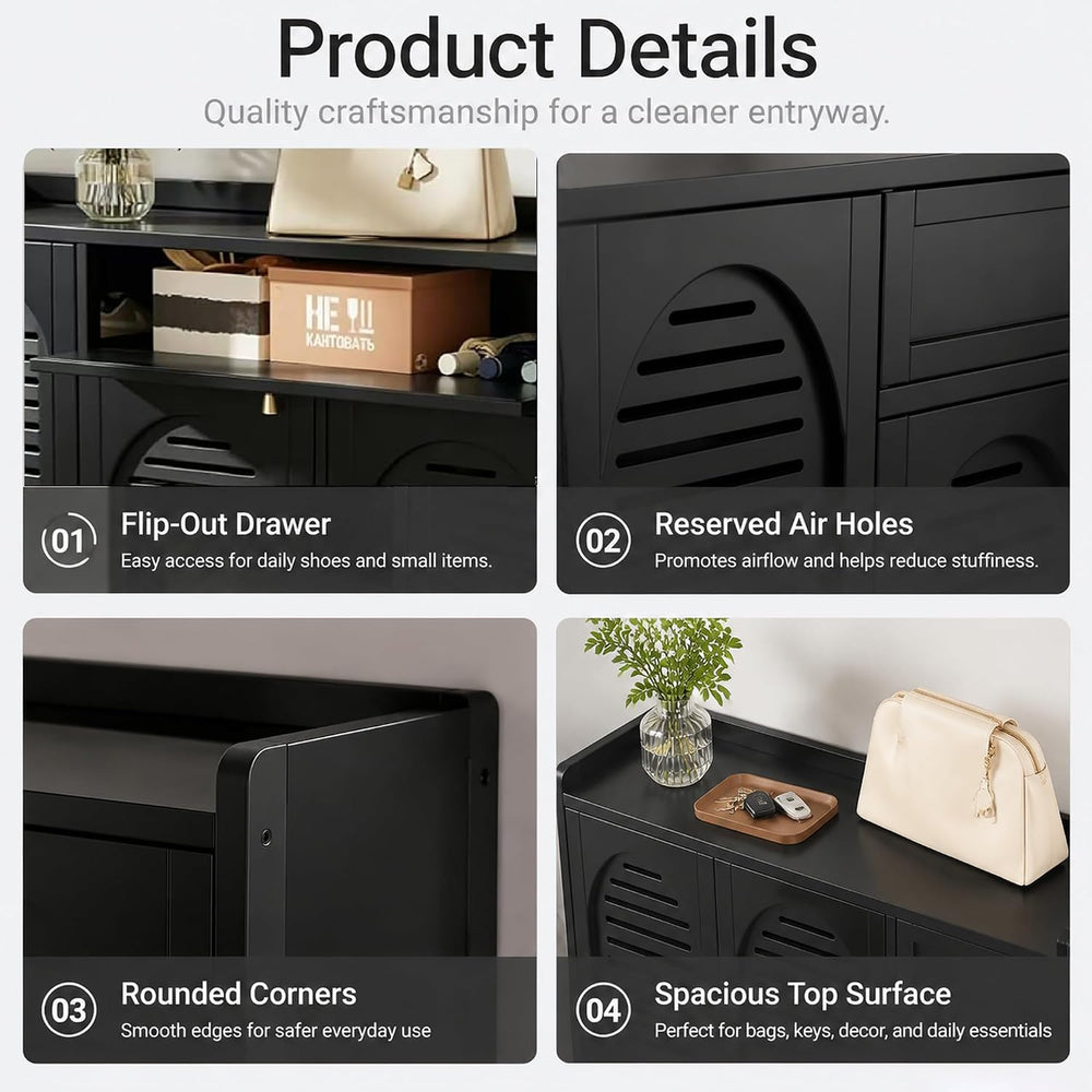 7-Tier Bamboo Shoe Cabinet,Shoe Storage Cabinet with Doors, 25-30 Pairs Frees...