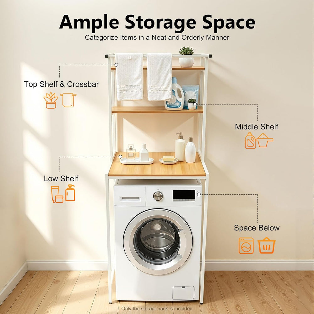 Over Washer and Dryer Shelves 3 Tiers Laundry Room Storage Organizer Floor St...