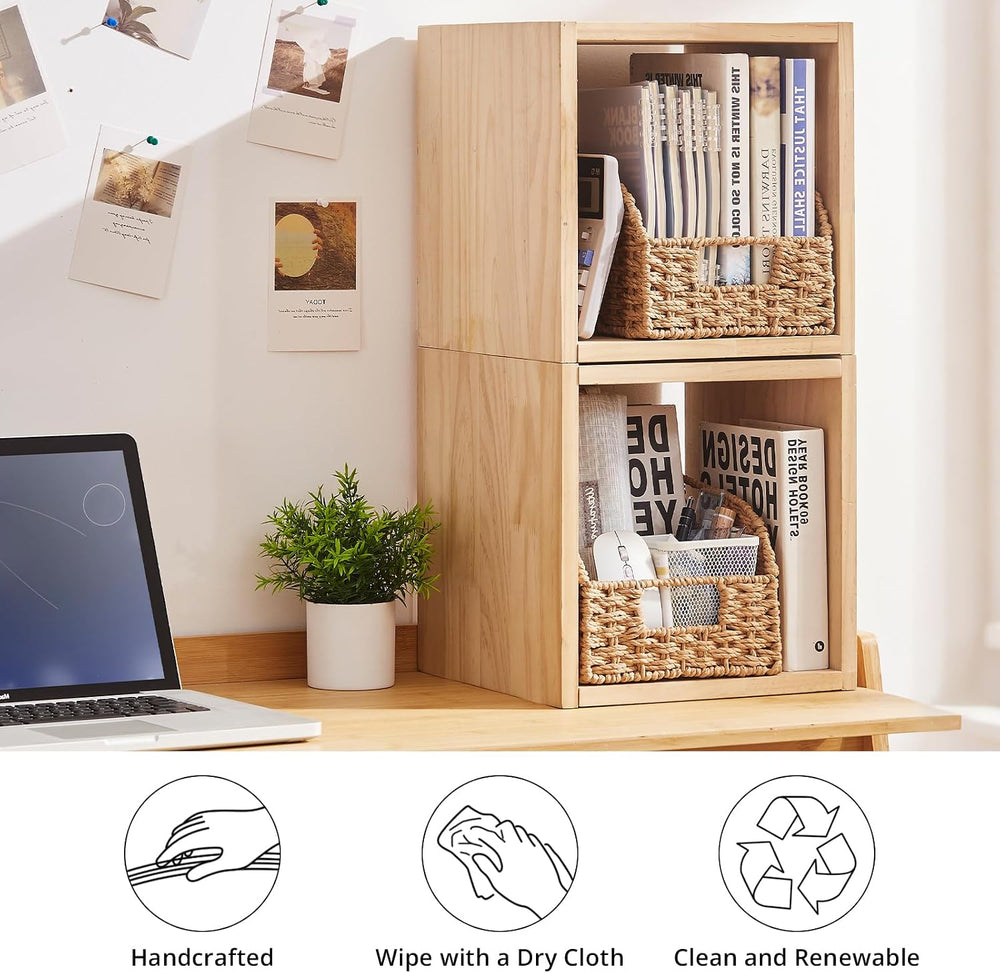 OIAHOMY Pantry Baskets for Organizing, Paper Rope Baskets with Built-in Handl...