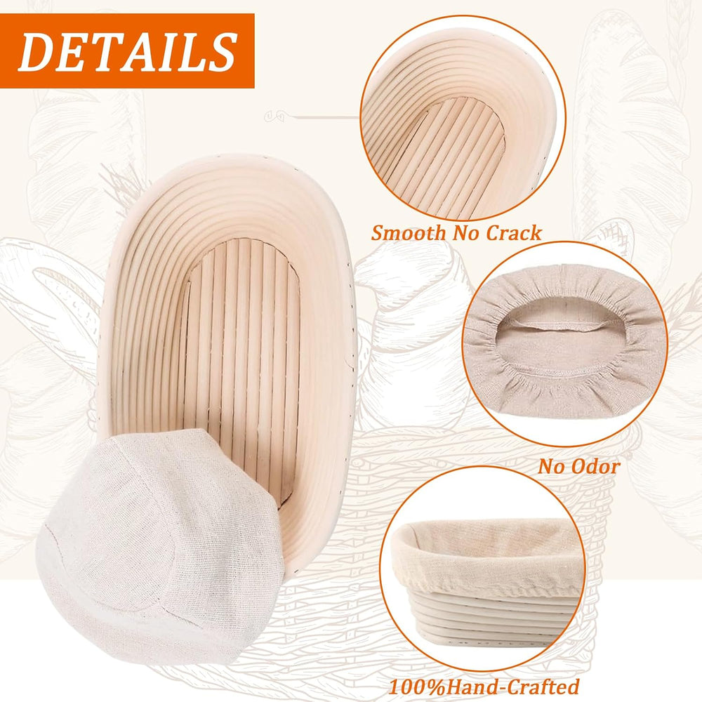 Nalcant 4 Pack Oval Banneton Proofing Basket Set 10 Inch, Natural Rattan Sour...