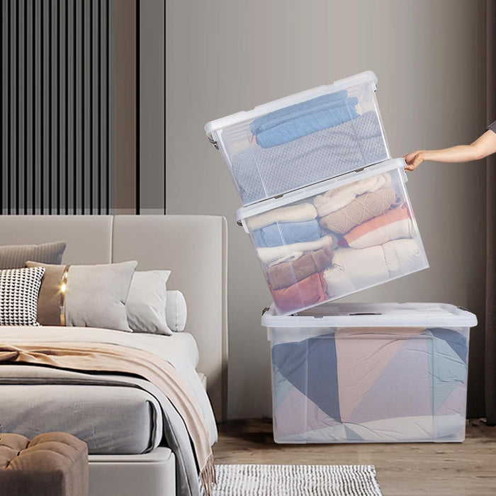 90 Quart 4-Pack Stackable Clear Storage Bins with Lids