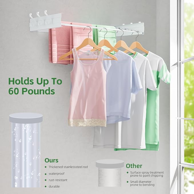 Wall Mounted Drying Rack 31.5", Foldable Clothes Drying Rack