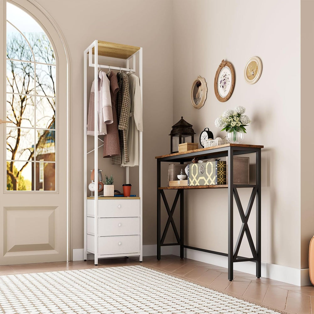 YMYNY Garment Rack, Clothes Rack with Drawers, Freestanding Tall Closet Organ...
