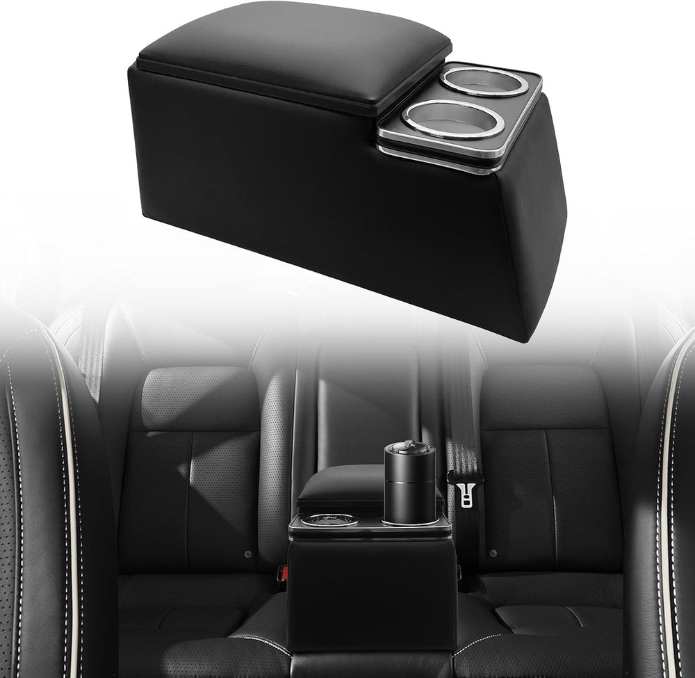 TENGBASE Universal Truck Seat Organizer with Armrest & Padded Lid, Black ...