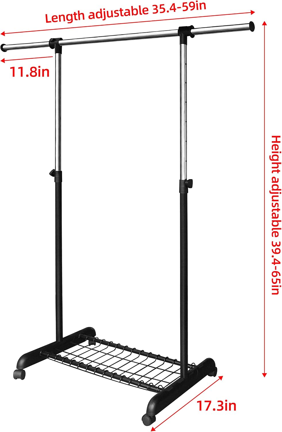 LiaMeE Adjustable Clothing Rack for Hanging Clothes, Heavy Duty Garment Rack ...