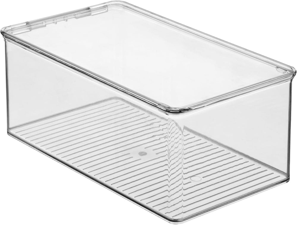 iDesign Stackable Shoe Box with Hinged-Lid, Set of 2, Clear