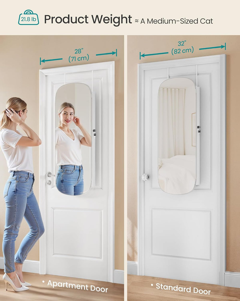 SONGMICS Jewelry Organizer, LED Jewelry Cabinet, Wall/Door Mounted