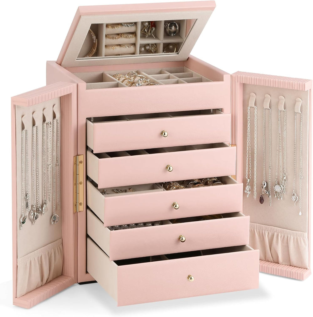 Dajasan Large Jewelry Organizer Box, 6-Tier Jewelry Storage Case with 5 Drawe...