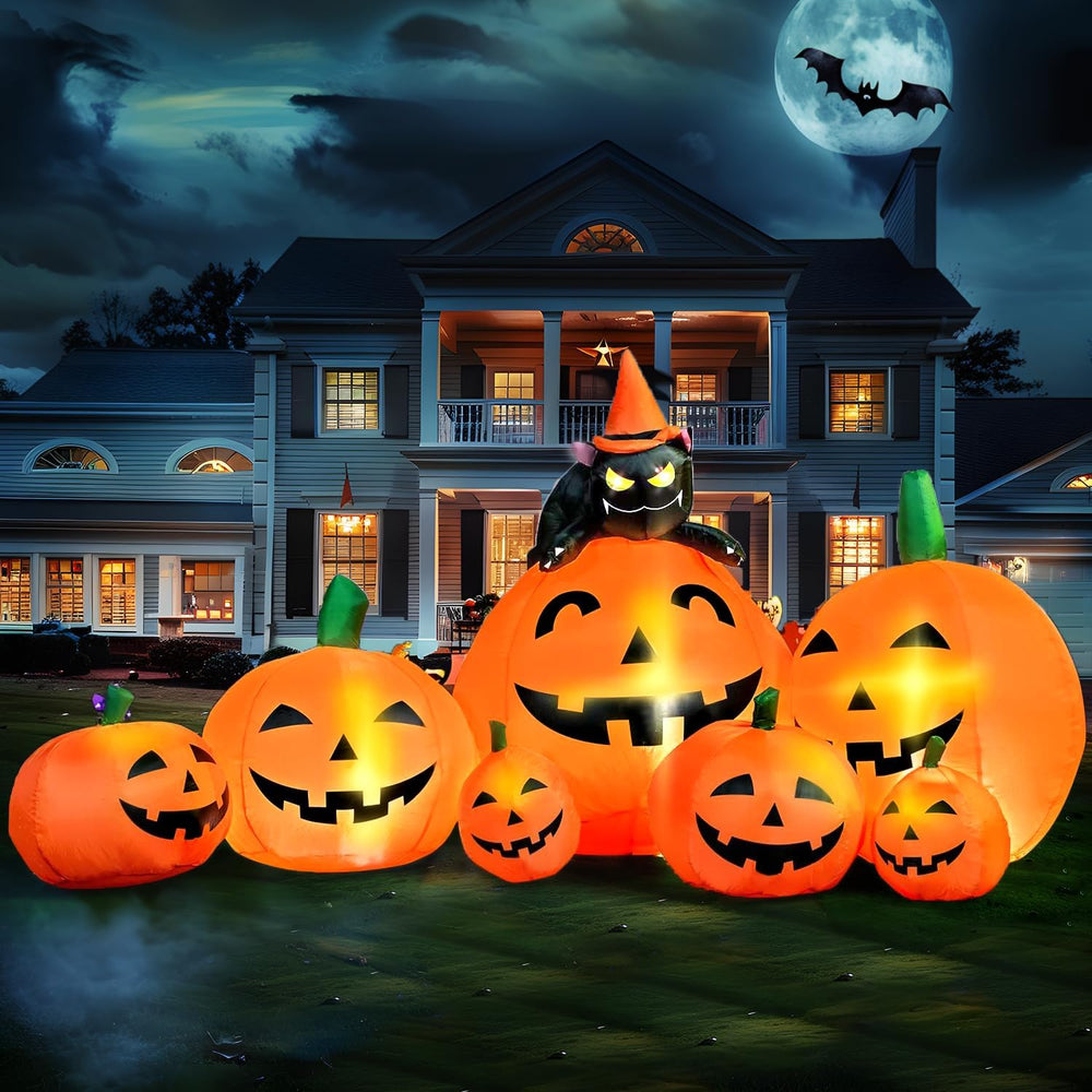 Joiedomi 7 FT Long Halloween Inflatables Pumpkin Outdoor Decorations, 7 Pumpk...