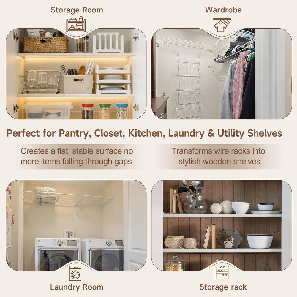 Wooden Wire Shelf Covers for Pantry & Closet – Wire Rack Covers for Shelv...
