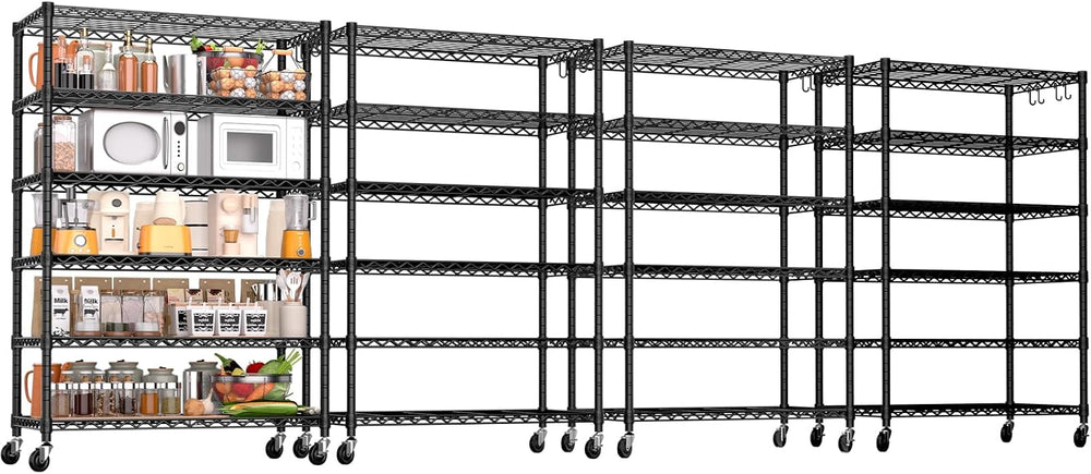 PrimeZone 6 Tier 36" W X 18" D X 78" H Wire Shelving with Whee...