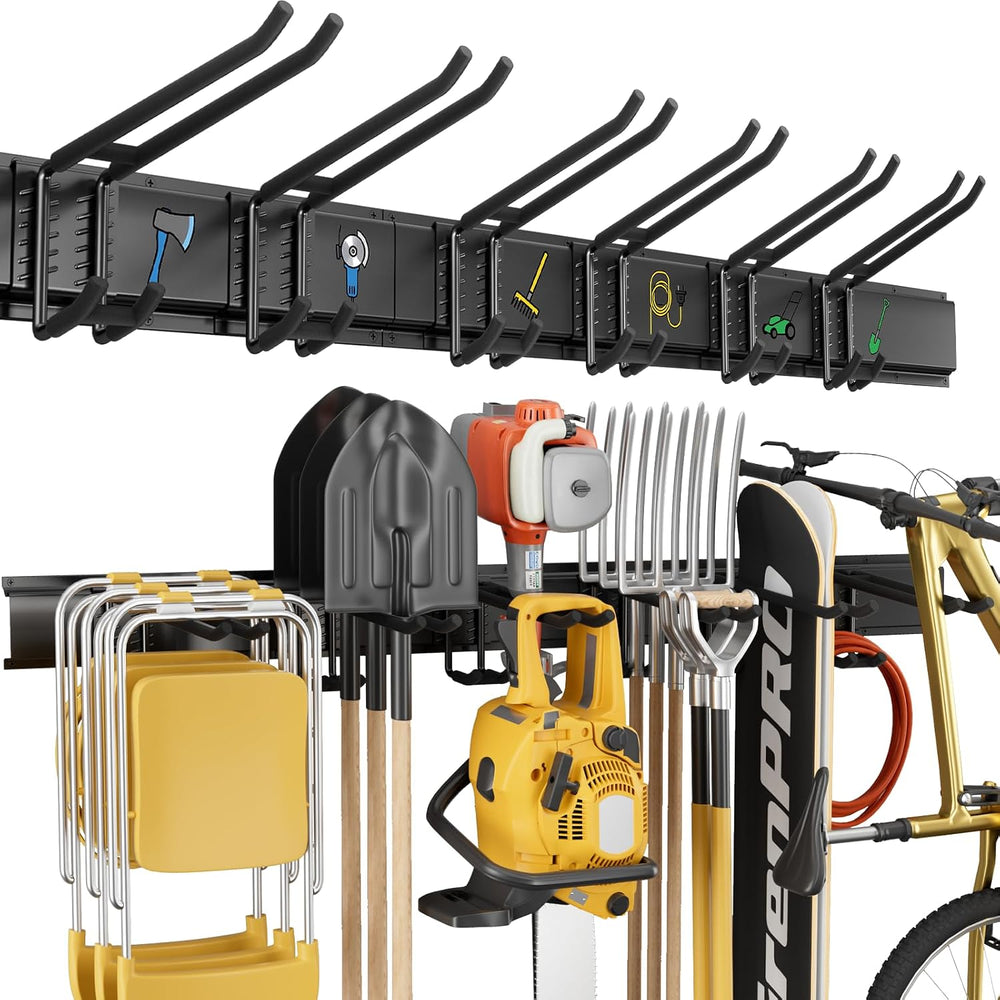49.5 Inch Garage Tool Organizer, 6 Double-layer Hooks, Holds 440lbs