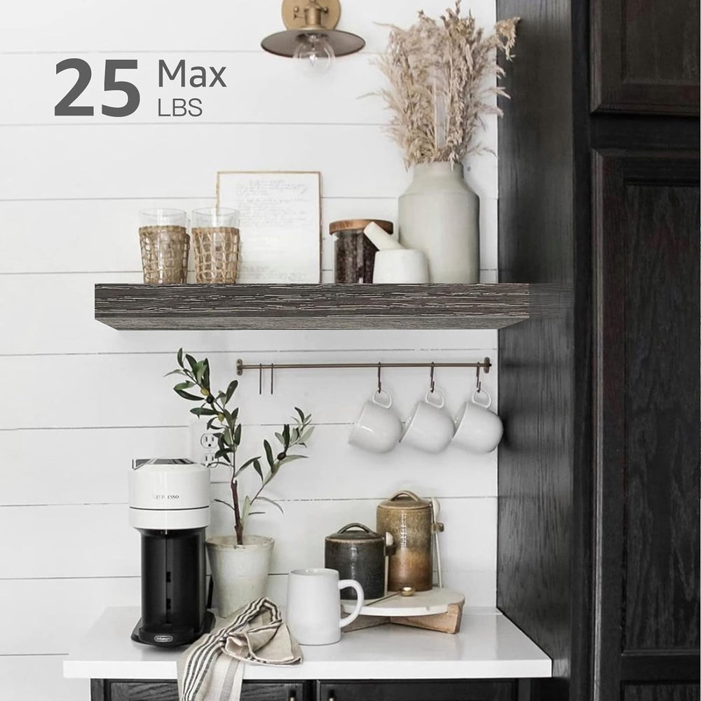QEEIG Floating Shelves for Wall Small Shelf (Grey, Set of 4, 15.7" x 6.7...