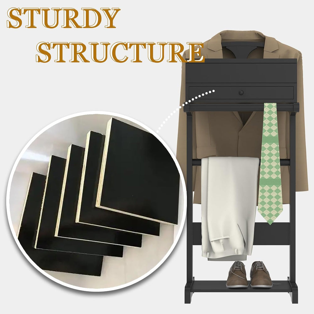 Wood Mens Valet Stand,Freestanding Suit Stand&Clothes Butler Valet Stand ...