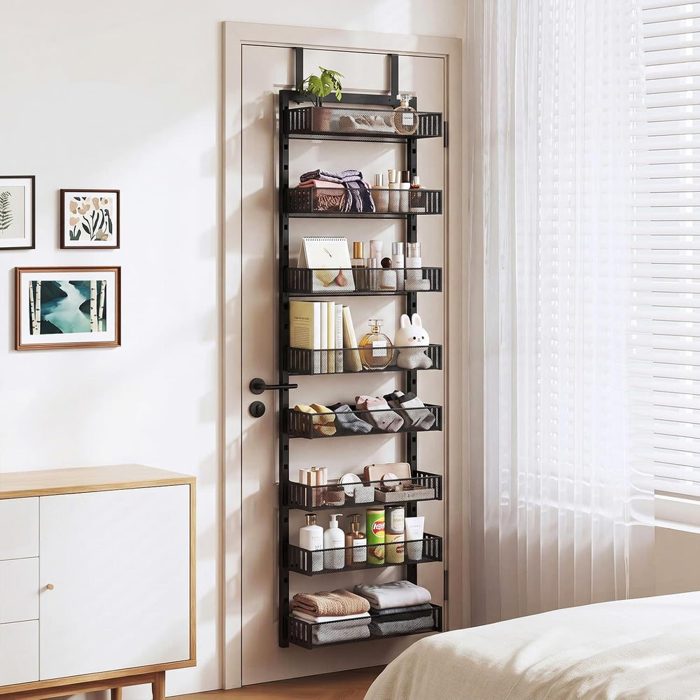 Over the Door Pantry Organizer, 8-Tier Heavy-Duty Door Spice Rack with Mesh B...