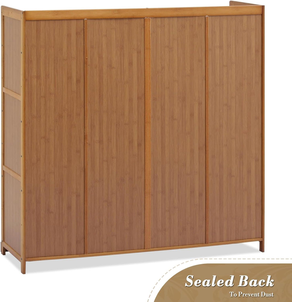 Athena Collection 45" Bamboo Shoe Storage Cabinet with Doors, 6-Tiers Sh...