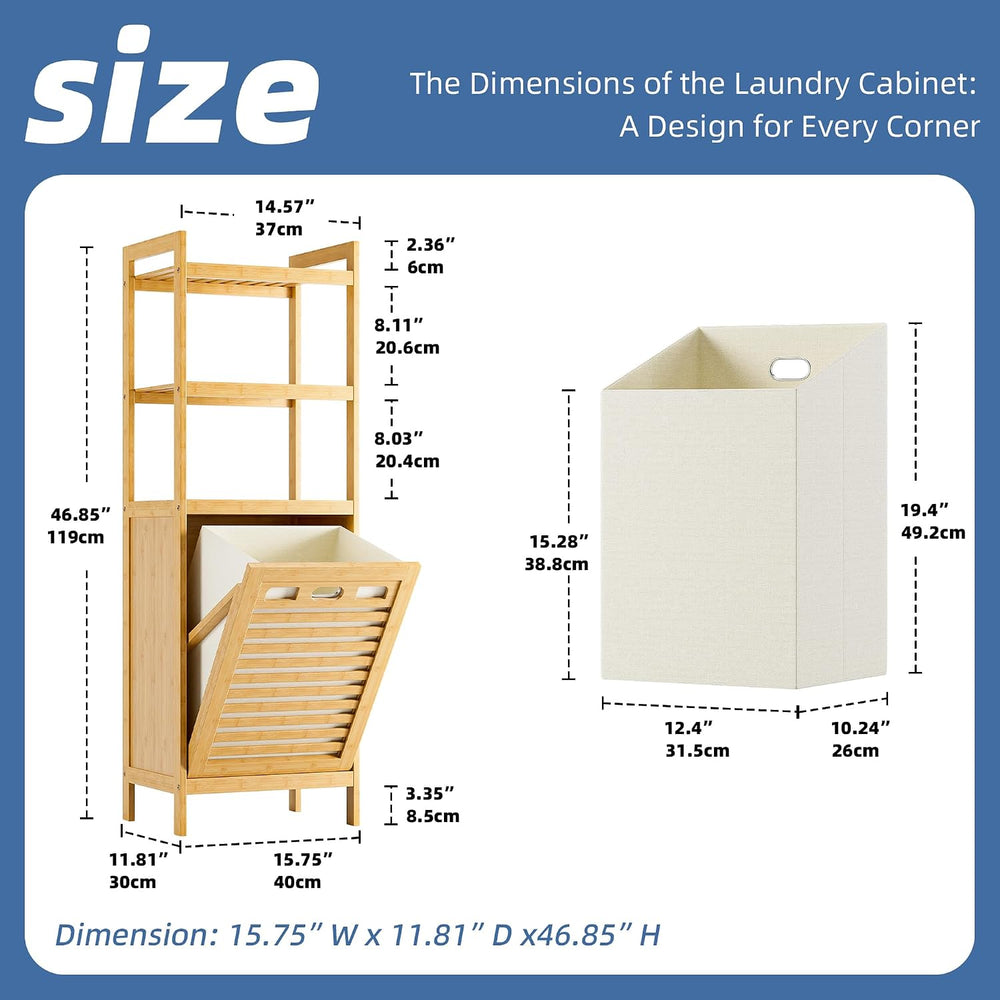 HITNET Tilt Out Laundry Hamper, Bamboo Laundry Basket with Foldable Bag and 3...