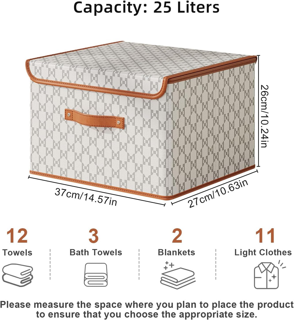 Tuza 4 Pack Fabric Storage Bins with Lids, Collapsible Closet Organizer Conta...