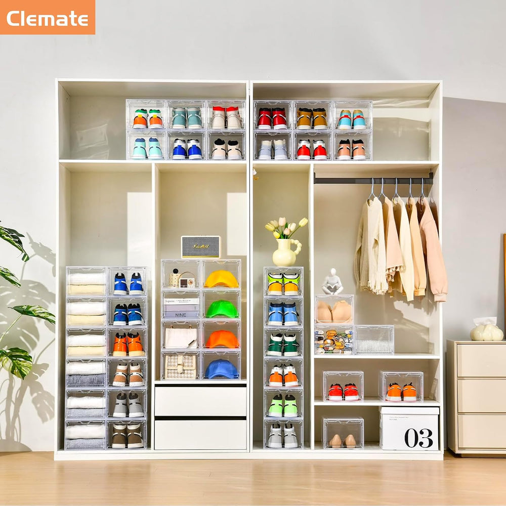 Clemate Upgraded X-Large Shoe Organizer,Shoe Storage Organizer,12 Pack,Shoe B...