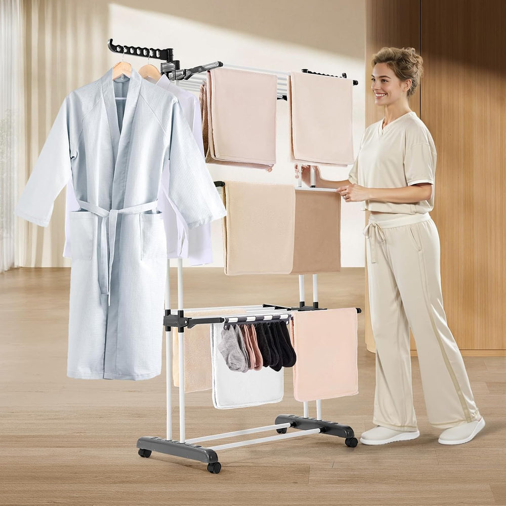 VEVOR Clothes Drying Rack, 4-Tier Foldable Laundry Dryer Rack, Metal Drying R...