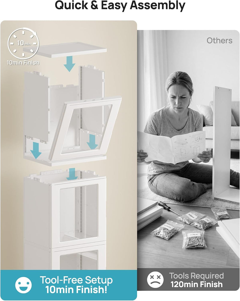 Vtopmart 63.2”H x 15.2“W Waterproof Bathroom Storage Cabinet for Tiny Space