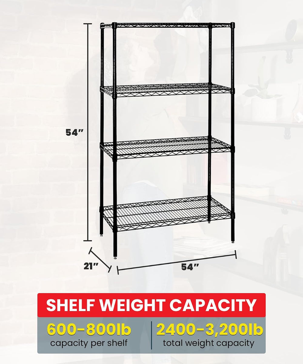 Quantum Storage Systems WR54-2154BK Wire Shelving Starter Kit, 54" W x 2...