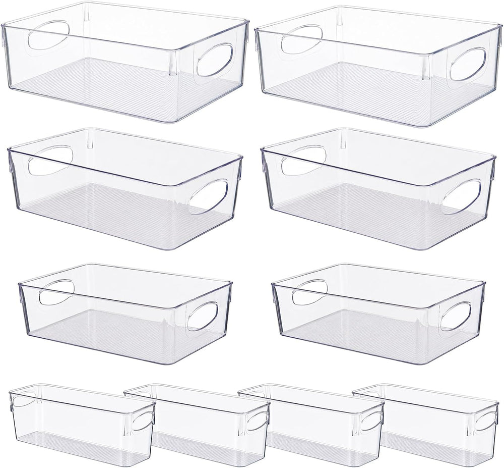 UFORU 10 Pack Clear Plastic Pantry Organizers and Storage with Handles