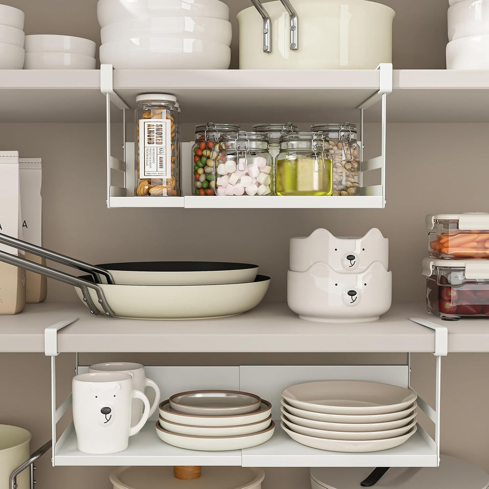 Expandable Under Cabinet Shelf Organizer with 0.94-Inch Thick Clips, Heavy Du...