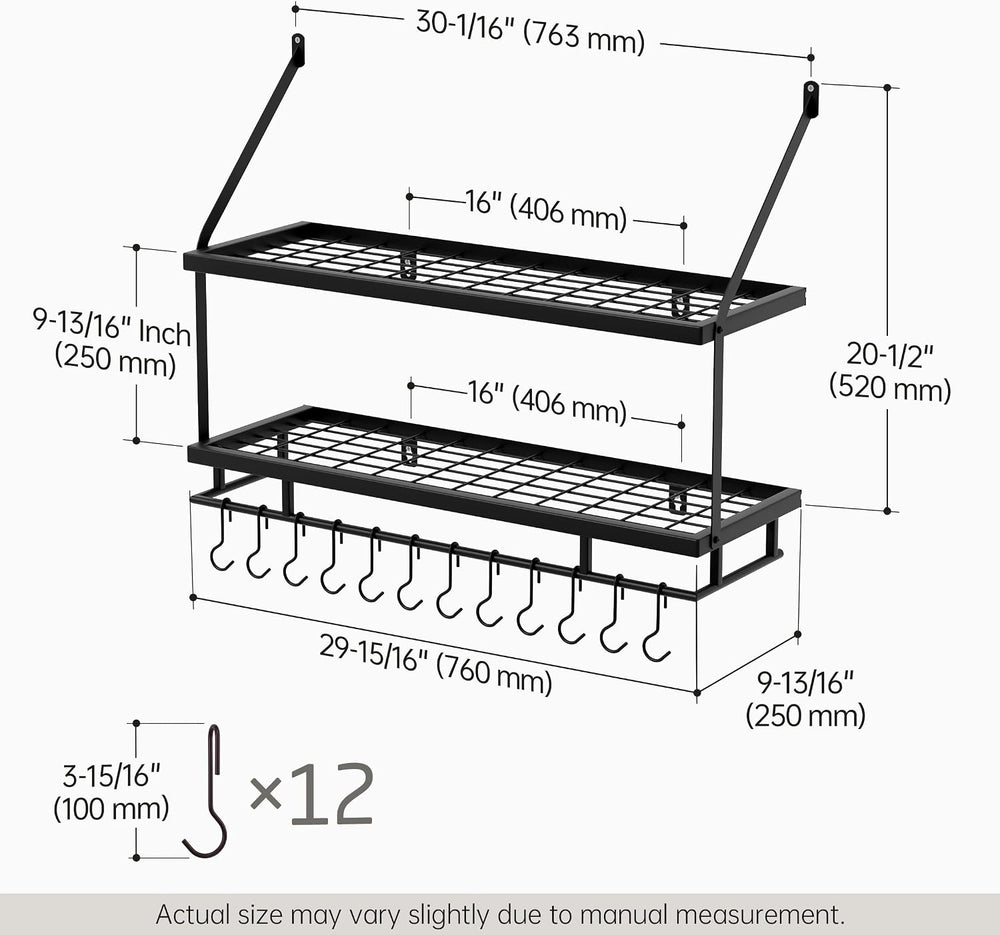 KES 30-Inch Kitchen Pot Rack - Mounted Hanging Rack for Kitchen Storage and O...