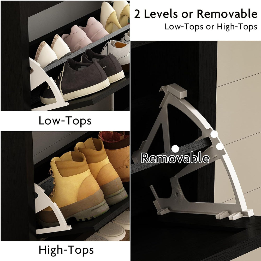 Shoe Organizer Cabinet Storage for Entryway - Slim Rattan Shoe Rack for Front...