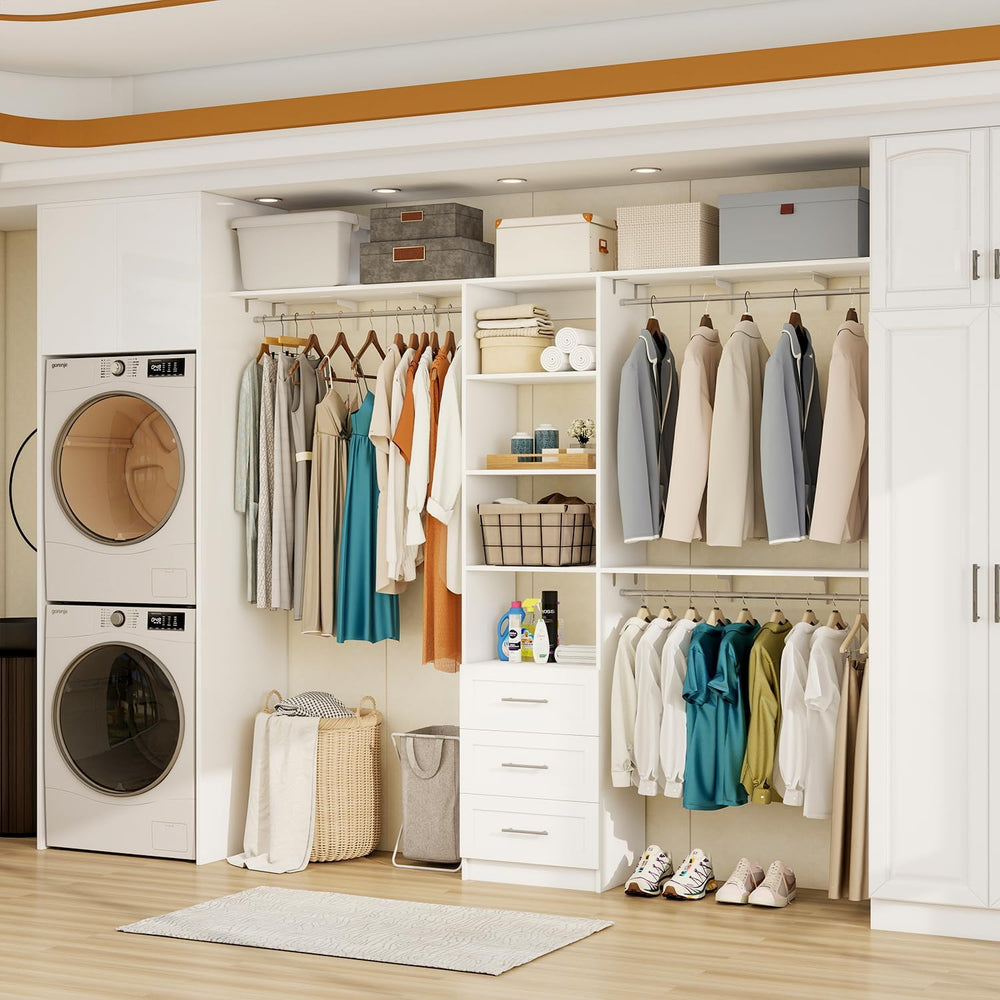 Closet System with Drawers, 5FT-8FT Closet Organizer System with Shelves &...