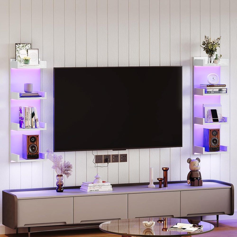 HOOBRO Floating Wall Shelves with LED Lights, Floating Shelf Wall Mounted