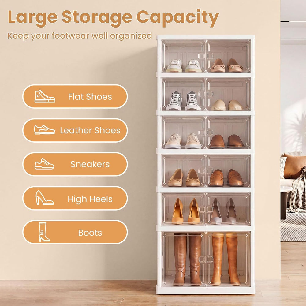 GIANTEX 6-Tier Plastic Foldable Shoe Rack Organizer, Easy Assembly