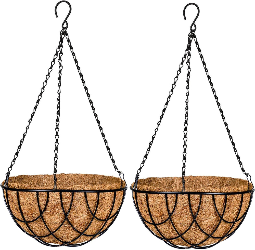 Kingbuy 12 Inch Metal Hanging Planter Basket 2 Pack - with Coconut Fiber Line...