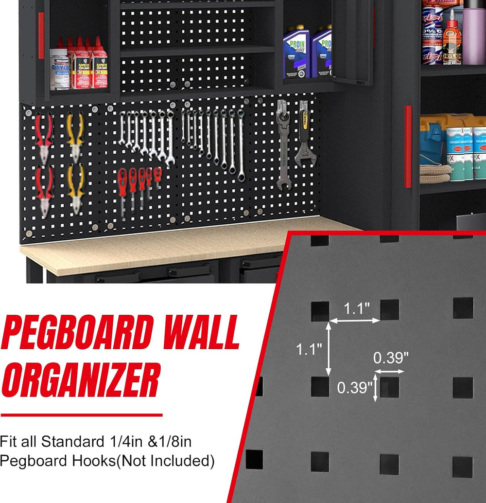 BIG RED Garage Storage Cabinets System, 12Pcs Workshop Cabinet Set in Black