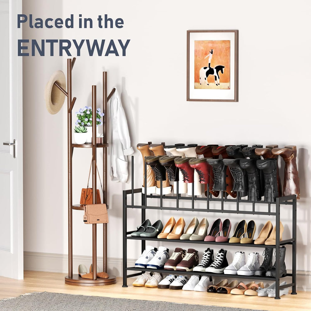 DIMJ Boot Rack 4-Tier - Black Metal Boot Storage Rack for Tall Boots Organize...