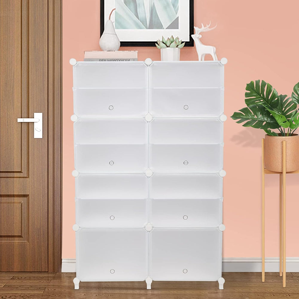 VINGLI Shoe Rack Cube Storage Organizer Shelf Stackable Shoe Tower 7-Tier DIY...