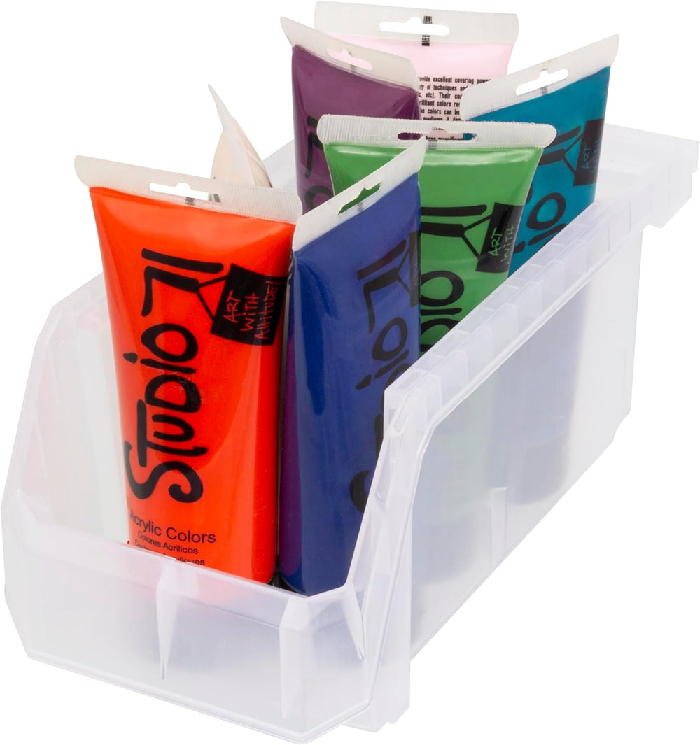 Medium Stackable Plastic Storage Bins, 8-Pack, Clear