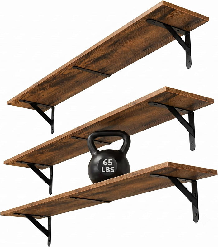 WOPITUES Long Wall Shelves 32″W x 8″D, Floating Book Shelves Max Load 65lbs