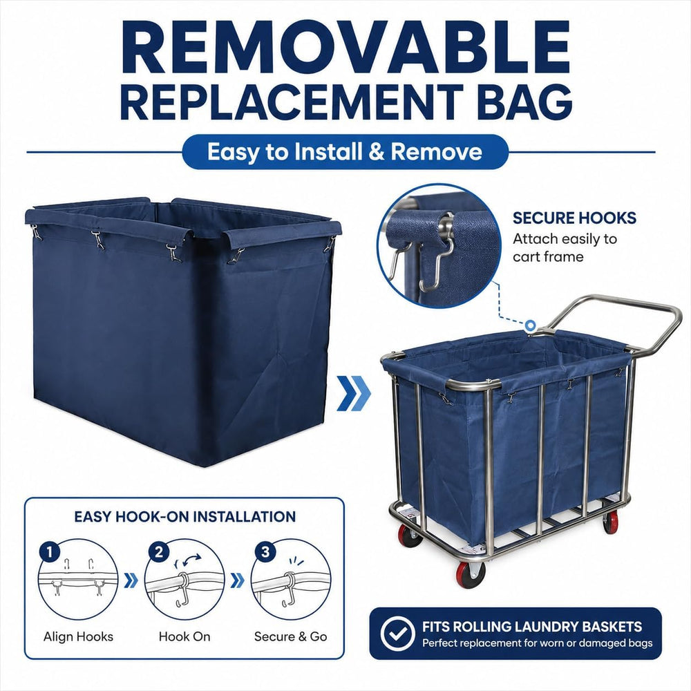 400L Commercial Laundry Cart Liner Bags - Removable Waterproof Replacement Ba...