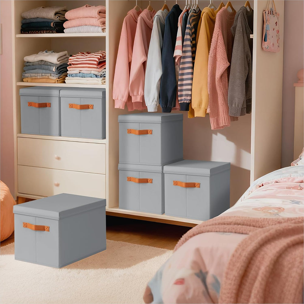 Homsorout Storage Bins with Lids - Large Fabric Closet Bins with Lid, 5 Pack ...
